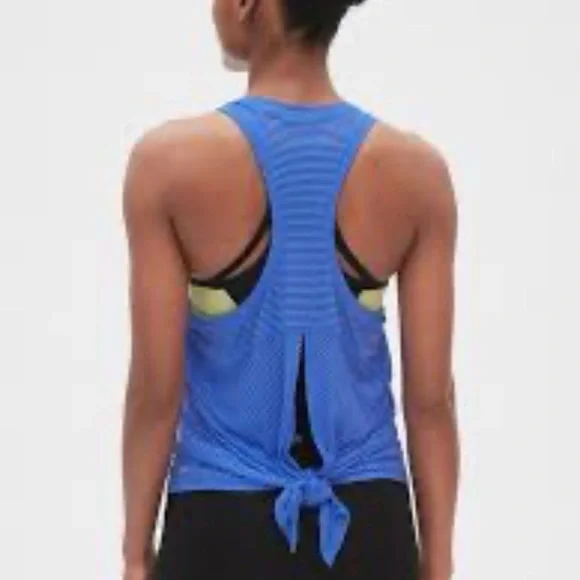GapFit Tank Top Tie Back Blue Striped Women's Tank Top Size XL - Picture 1 of 7